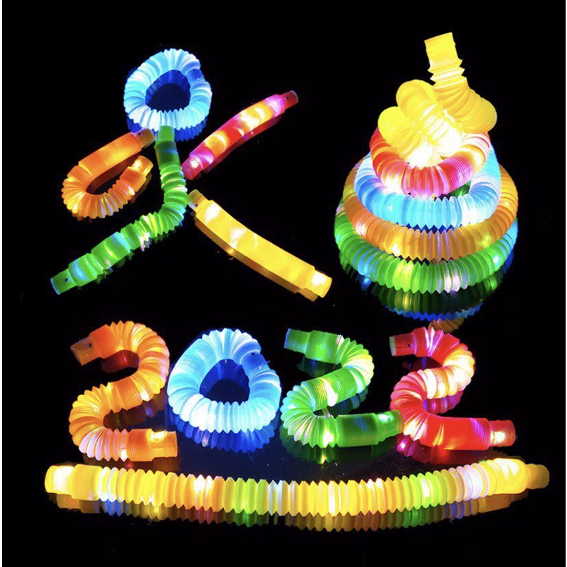 Pop Tube LED Tubes Lights It Lampu New Tabung Fidget Toys Sensory Viral Sensorik Mainan Anak Edukasi Stretch ADHD ASMR