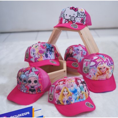 Topi Anak Perempuan Motif Karakter Barbie/Topi Anak Masakini / Topi Anak Karakter Barbie Terbaru