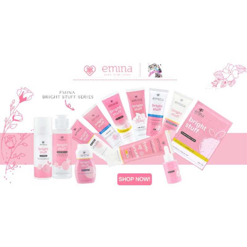 ☃️Cutezz_Ching1☃️Emina Bright Stuff Series♡Moisturizer♡Face Wash♡Loose Powder♡Micellar Water♡Face Toner♡Sheet Mask♡Face Serum♡For Acne Prone Skin Moisturizing♡Face Scrub♡Whip Foam♡Tone Up Cream♡For Acne Prone Skin Face Wash♡