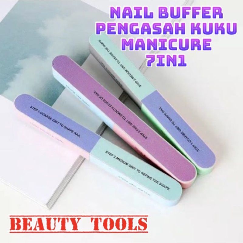 Pengasah Kuku PENGKILAP KUKU KIKIR KUKU Nail Buffer Manicure 7in1 Import