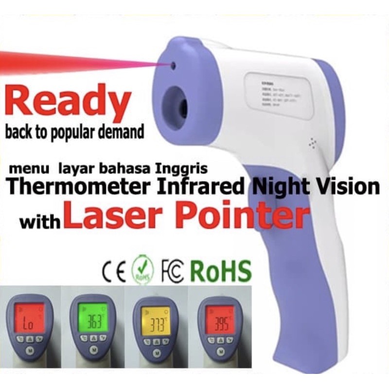 Thermometer Gun Infrared - Alat pengukur suhu - sertifikasi RoHS, CE dan FC