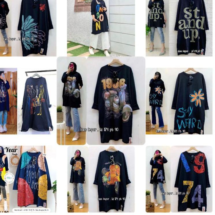 New Stock Tunik Kaos Jumbo Import Ld 130 120