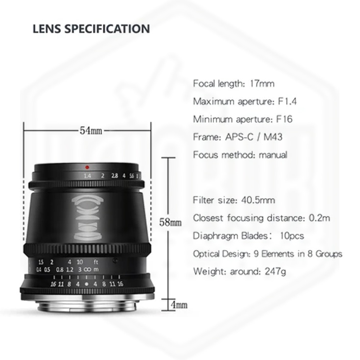 TTArtisan 17mm f/1.4 Lensa