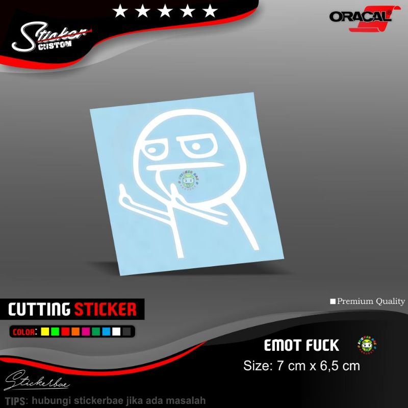 Sticker emot fucek stiker middle finger motor spakbor belakang stikerr lucu keren cutting sticker helm