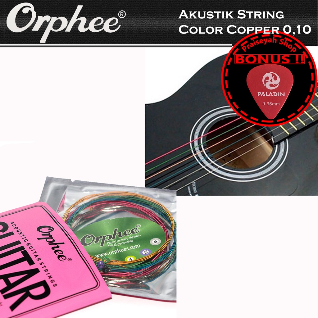 Senar Gitar Warna Akustik String 010 Orphee TX 620 C Color Copper TX620C