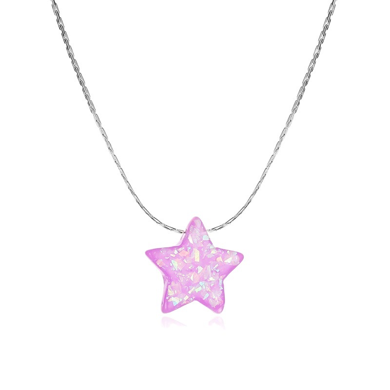 Kalung Bintang Payet Warna Fantasi Kupu-Kupu Rantai Klavikula / Butterfly Star Love Pendant Necklace