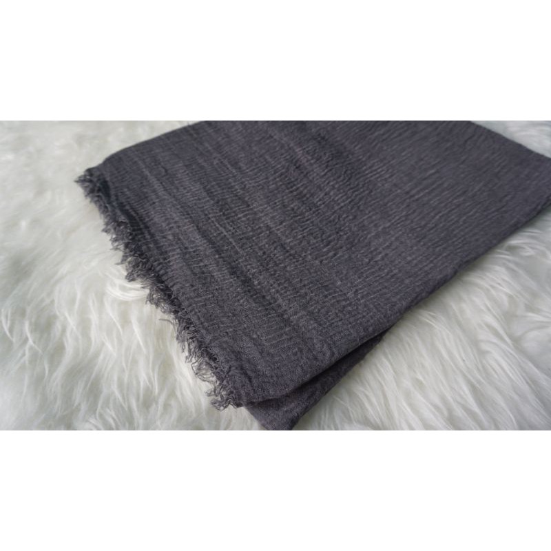 PASHMINA CRINKLE CRIMP COTTON SHAWL HIJAB PASMINA CRINKLE RAWIS NEGRO_WARNA1-Crinkle DARK GREY