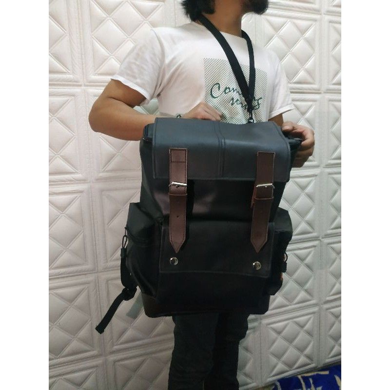 Tas Ransel punggung pria 2in1 Waistbag pria, Ransel kulit HDN distro bandung