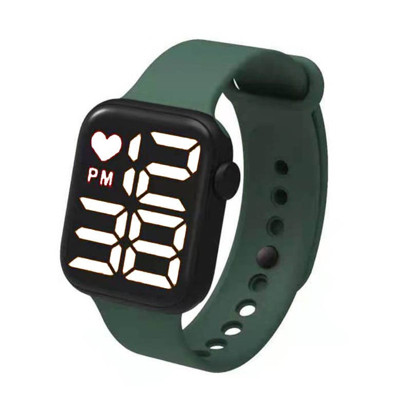 LDS J021 Jam Tangan Elektronik Fashion Rubber LED Digital Anti Air Termurah Import-LED PUTIH HIJAU