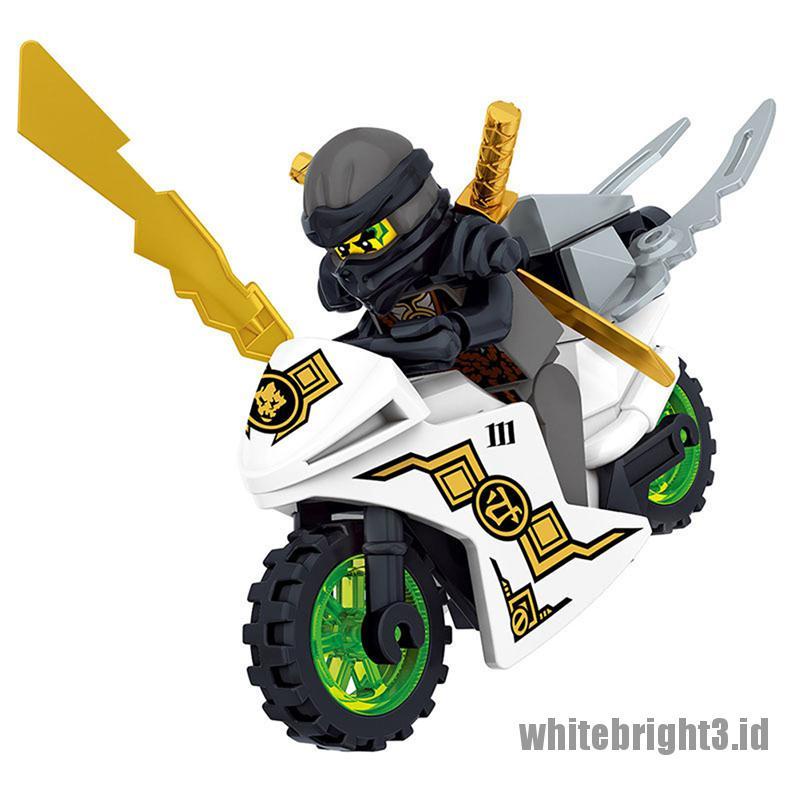 (white3) Mainan Balok Bangun / Susun Model Lego Bentuk Motor Ninjago 8Stk