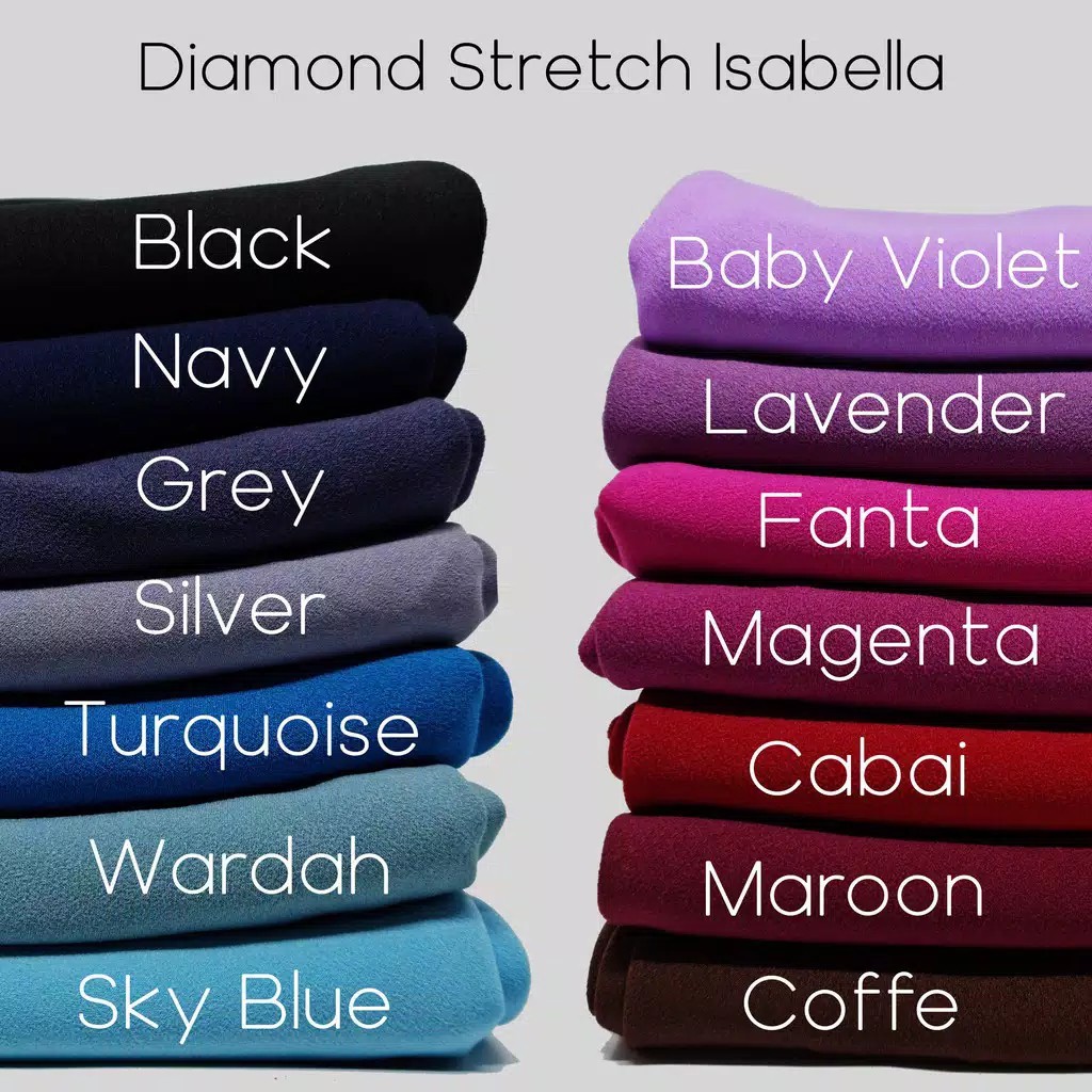 Syari Jilbab segi empat diamond stretch Crepe High Quality 130cm X 130cm /140CM KLIM Jahit Tepi