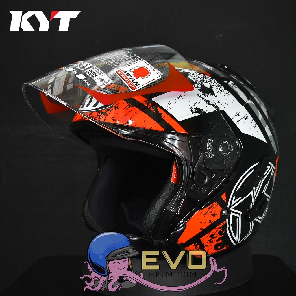 KYT GALAXY_SERI #5 BLACK WHITE RED (DOUBEL VISOR)