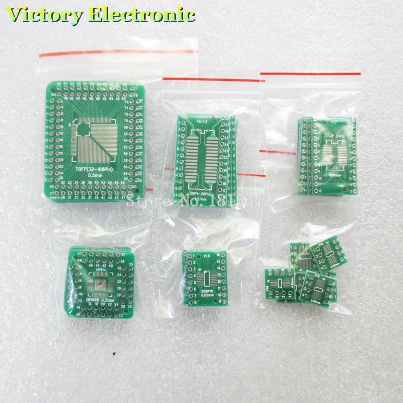 30pcs / Lot Papan Pcb Smd Turn Ke Dip Adapter Converter Plate Fqfp 32 44 64 80 100 Htqfp Qfn48 Sop Ssop 8 16 28