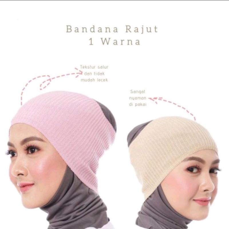 INNER RAJUT POLOS PREMIUM KNIT BANDANA / BANDANA RAJUT INER MUSLIMAH