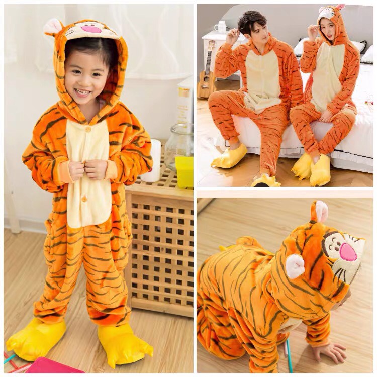 KOSTUM ONESIE HARIMAU TIGGER TIGER ANAK PIYAMA COSPLAY PESTA