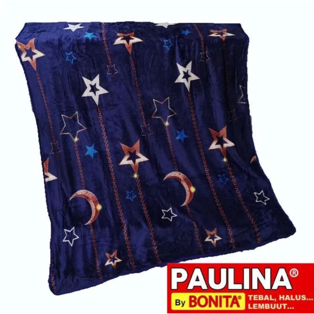 Selimut Bulu Halus 160x200 Tebal Motif STAR LIGHT Dewasa Keren PAULINA by BONITA Terlaris Termurah Berkualitas