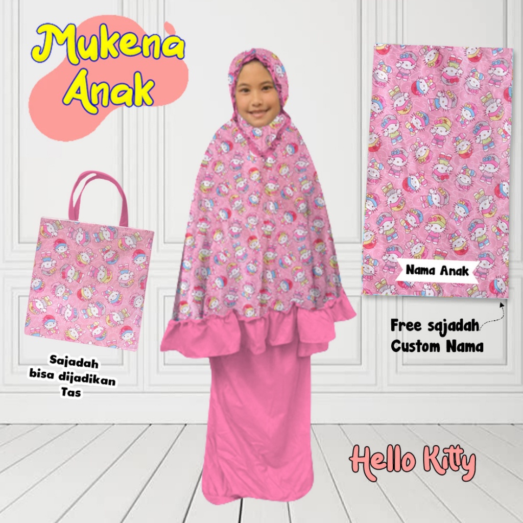 Mukena Anak Tanggung mukenah anak perempuan usia 5-12 thn sajadah bisa custom nama sejadah bisa di j