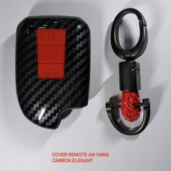 cover casing kasing kunci remote mobil toyota grand all new yaris motif carbon silikon merah dan hitam 2014 2015 2016 2017 2018 2019 2020