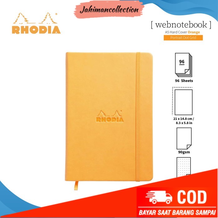 

✨ BISA COD ✨ Buku Catatan Rhodia A5 Portrait Hardcover Webnotebook - DOT GRID ORANGE