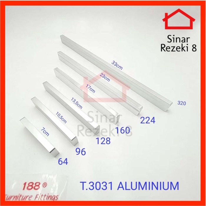 Handle Tarikan 3031 AL / Laci Pintu Lemari Gagang Minimalis Aluminium