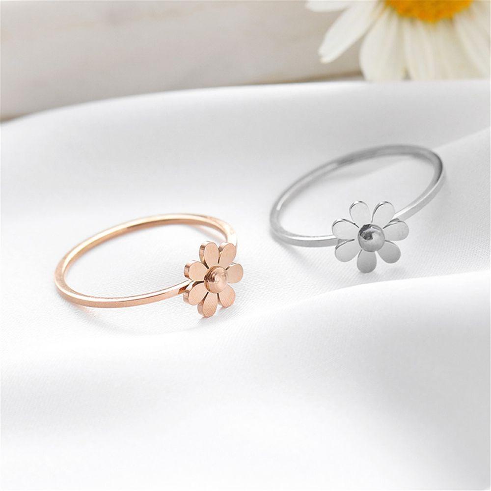 R-flower Cincin Titanium Pria Camelia Kawin Pasangan Rose Gold