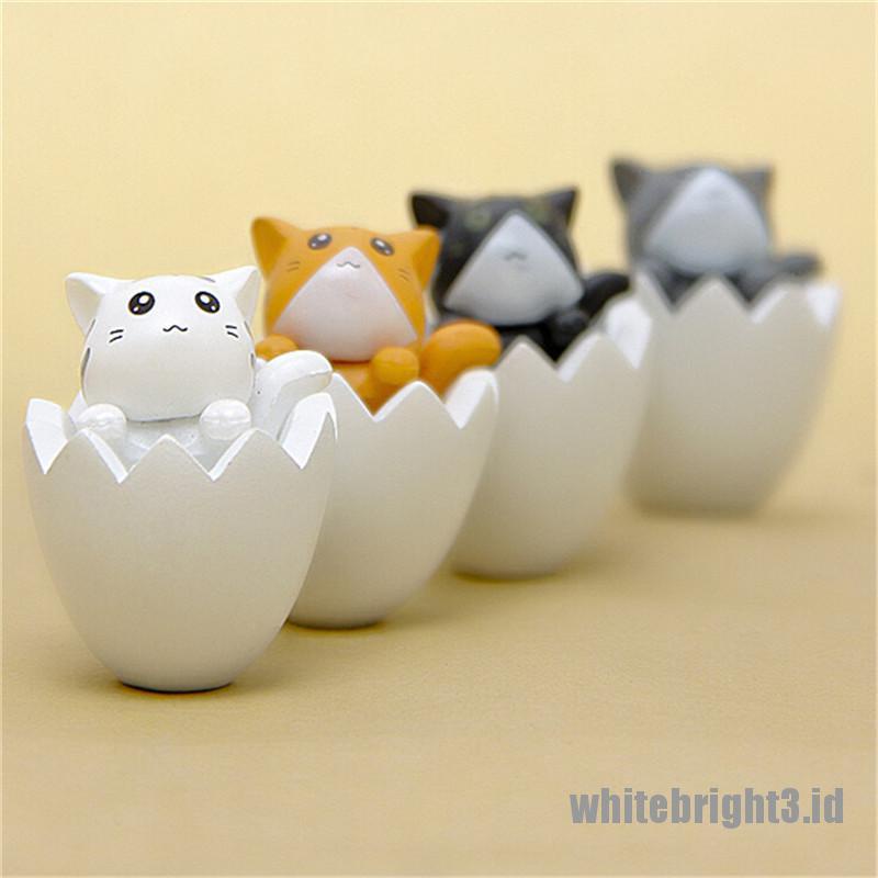 (white3) 1pc Miniatur Telur Kucing Bahan Resin Untuk Dekorasi Taman Mini / Micro Landscape