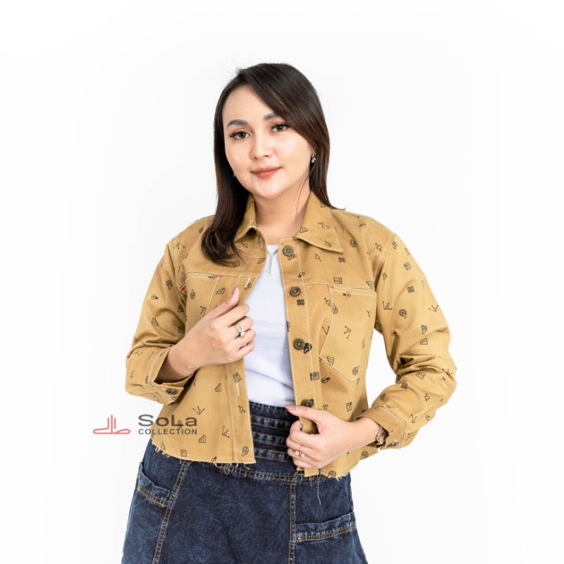 Toball- Jaket Crop Motif Jaket Casual