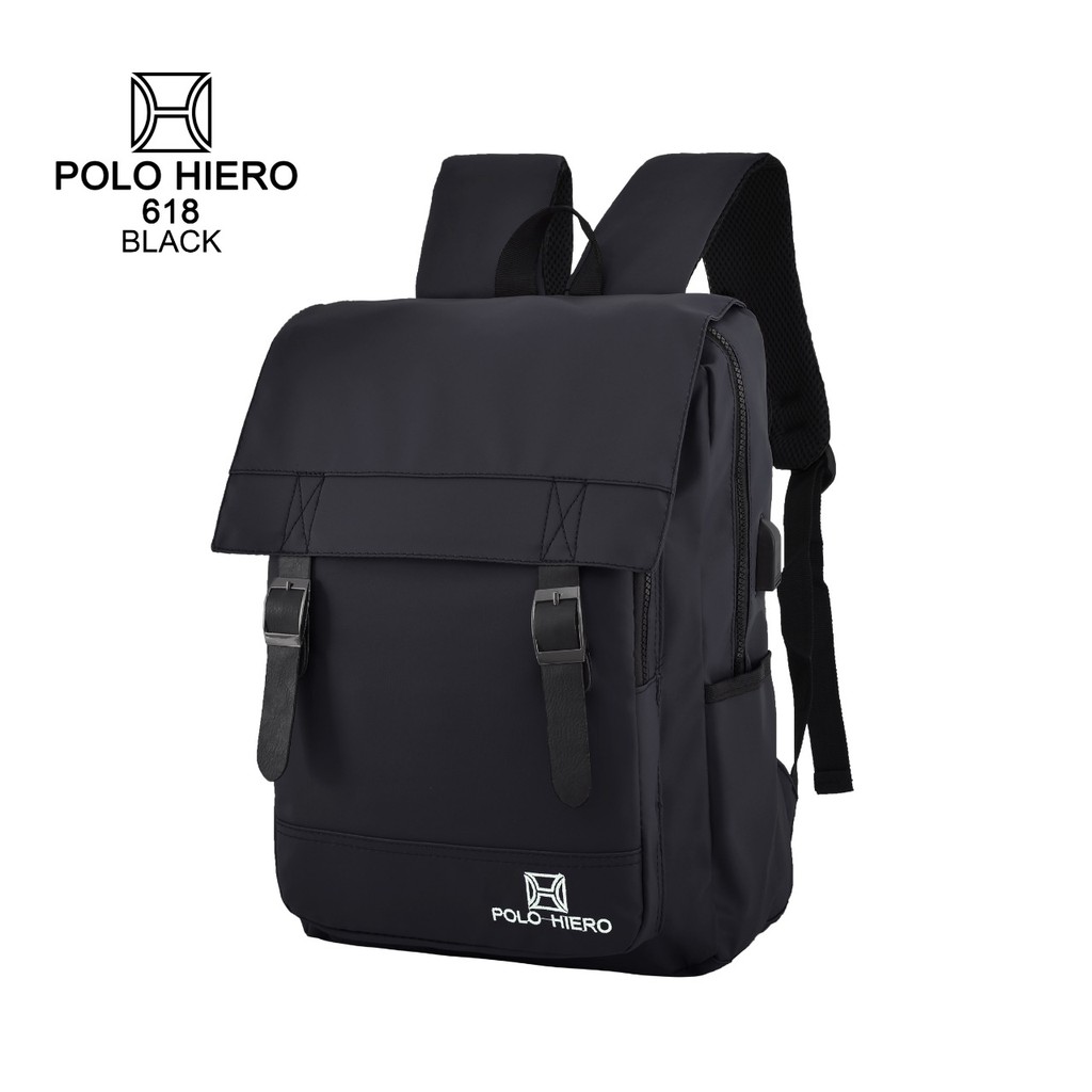 Tas Ransel Sekolah Stylish Unisex Polo Hiero 618,[Free Kabel Extension USB]