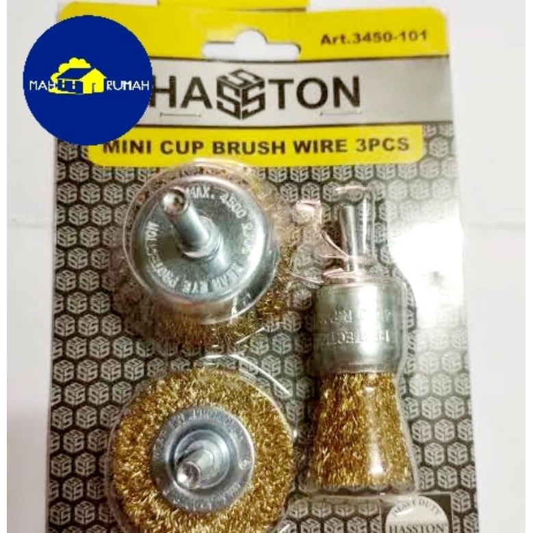 SIKAT KAWAT MINI 3pcs 3 pcs Set Sikat Mangkok Kuningan Mata Bor - HASSTON PROHEX 3450-101