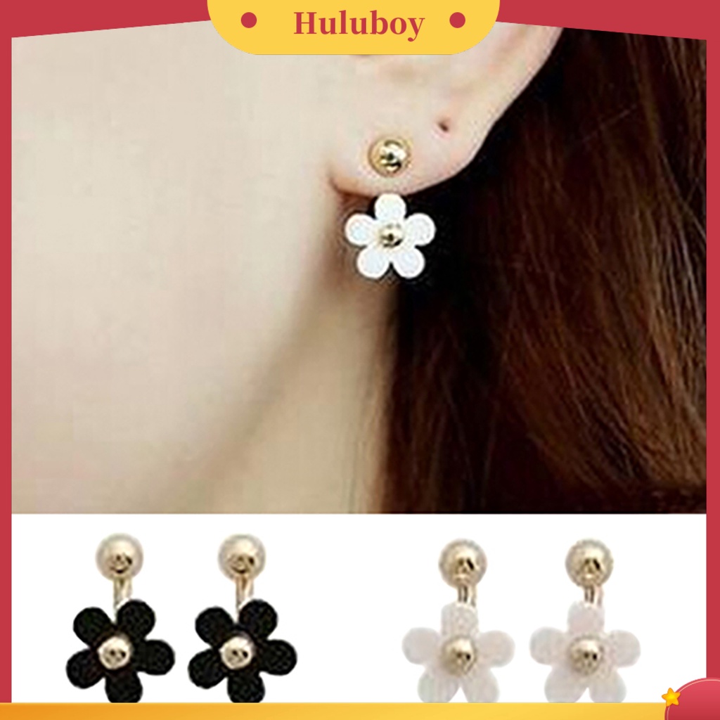 Hu Hu Hu Hu Hu Alat Bantu Pasang Kacamata♡ 1 Pasang Anting Tusuk Motif Bunga Bahan Alloy Untuk Wanita