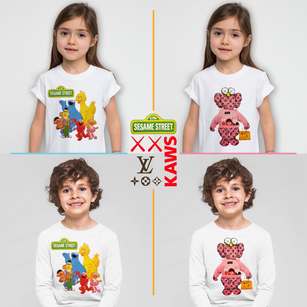 [SESAME STREET x KAWS x LV] BAJU KAOS ANAK LENGAN PENDEK dan LENGAN PANJANG