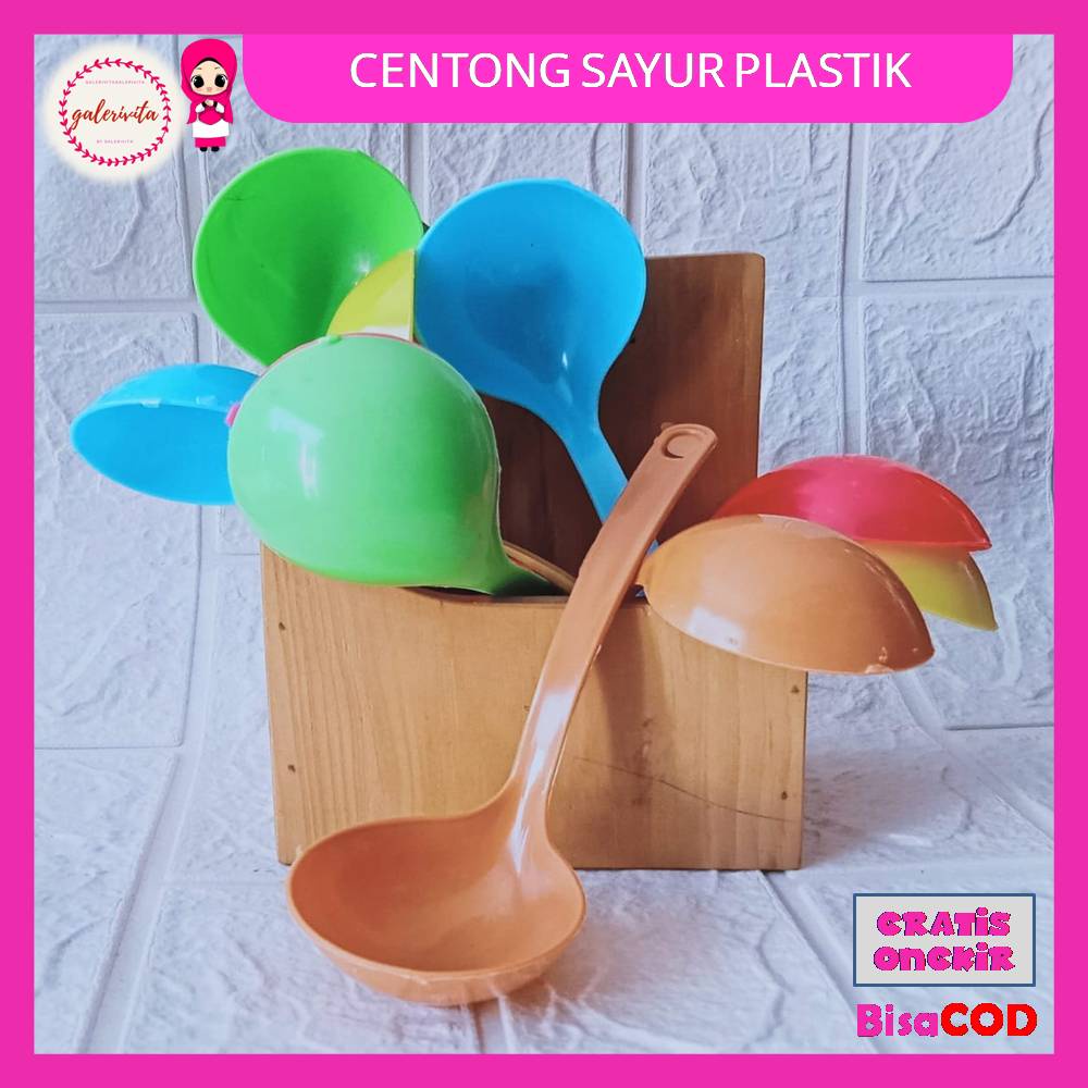 Sendok Sayur Plastik / Sendok Centong Sayur / Irus Plastik Pendek Warna / Irus Sayur Pendek Plastik