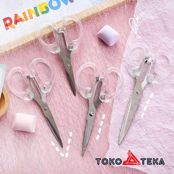 

COD Clear Grip Students Scissors / Gunting Pegangan Transparan Bening Lucu - S (Small)
