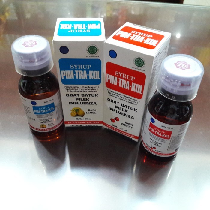 Sirup Obat Batuk Pim-Tra-Kol Pimtrakol Syrup Lemon Cherry Batuk 60 ML I Dijamin khasiatnya terasa