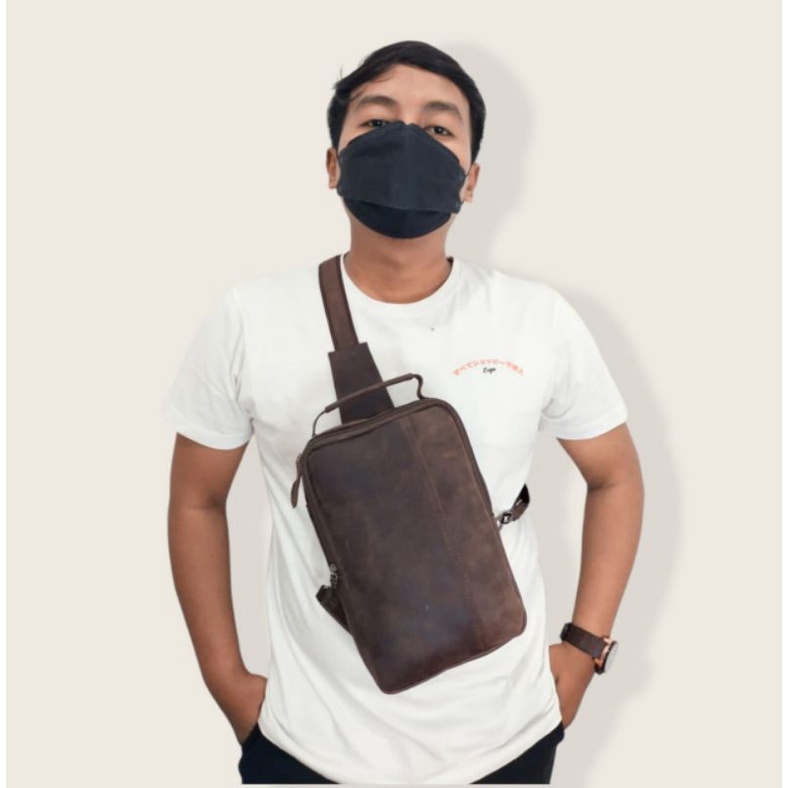 Tas Dada Slingbag selempang kulit sapi crazy horse