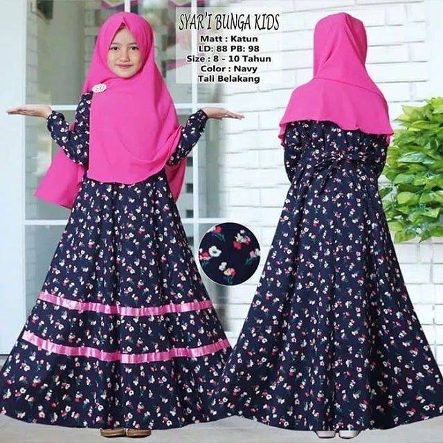 Gamis Anak Busana Muslim Anak Motif Bunga Shopee Indonesia