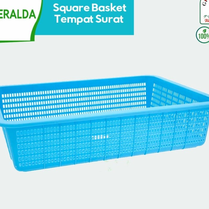 Food Storage Box Serbaguna Multifungsi Keranjang Segi Kotak Bolong Lubang Saring Air Tempat Surat Fi