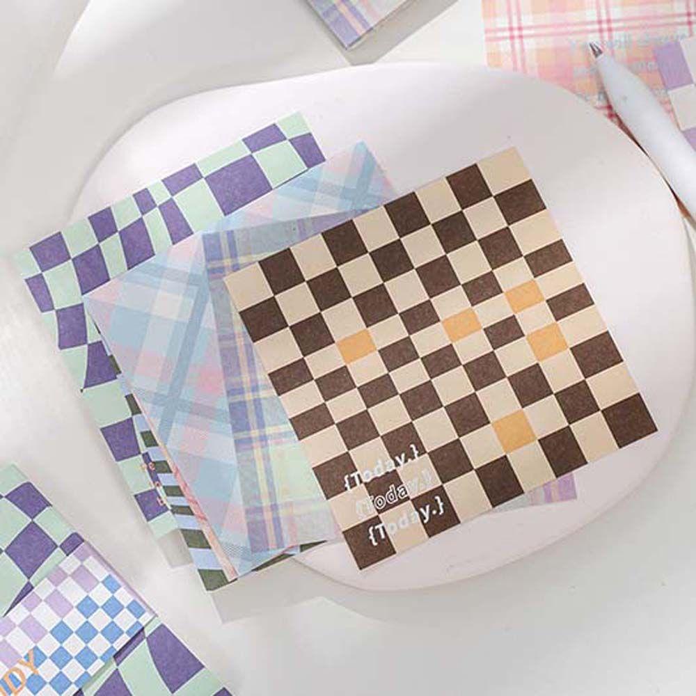 Mxbeauty Memo Pads Colorful Korea Scrapbook Dekorasi Tulisan Pad Checkerboard Kolase Kartu Planner Kertas
