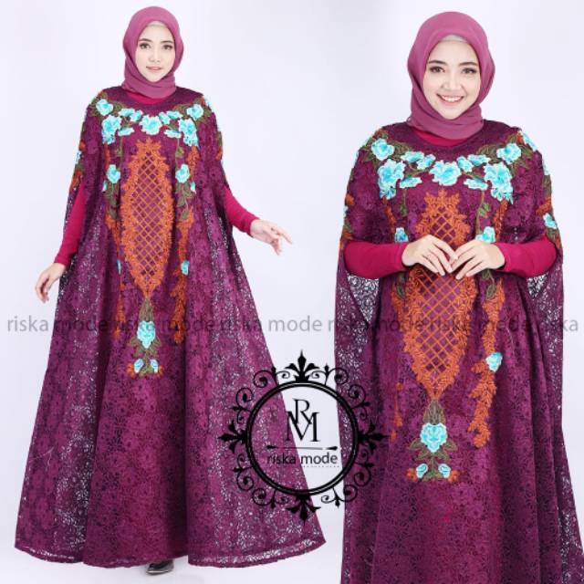 Kaftan nagita bruklat brokat bordir cantik mewah premium branded pesta muslimah real pict