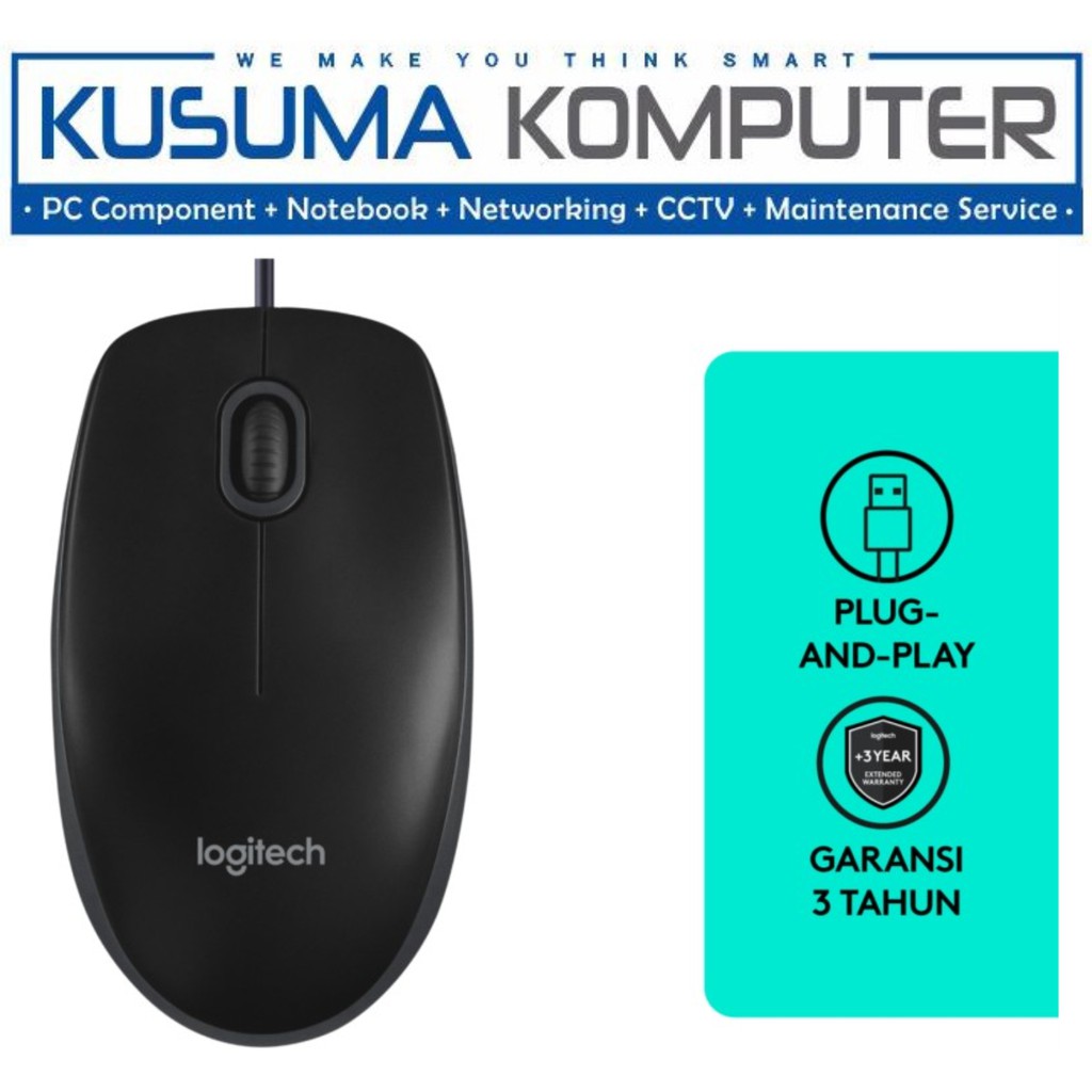 Logitech B100 Mouse Kabel USB Optical