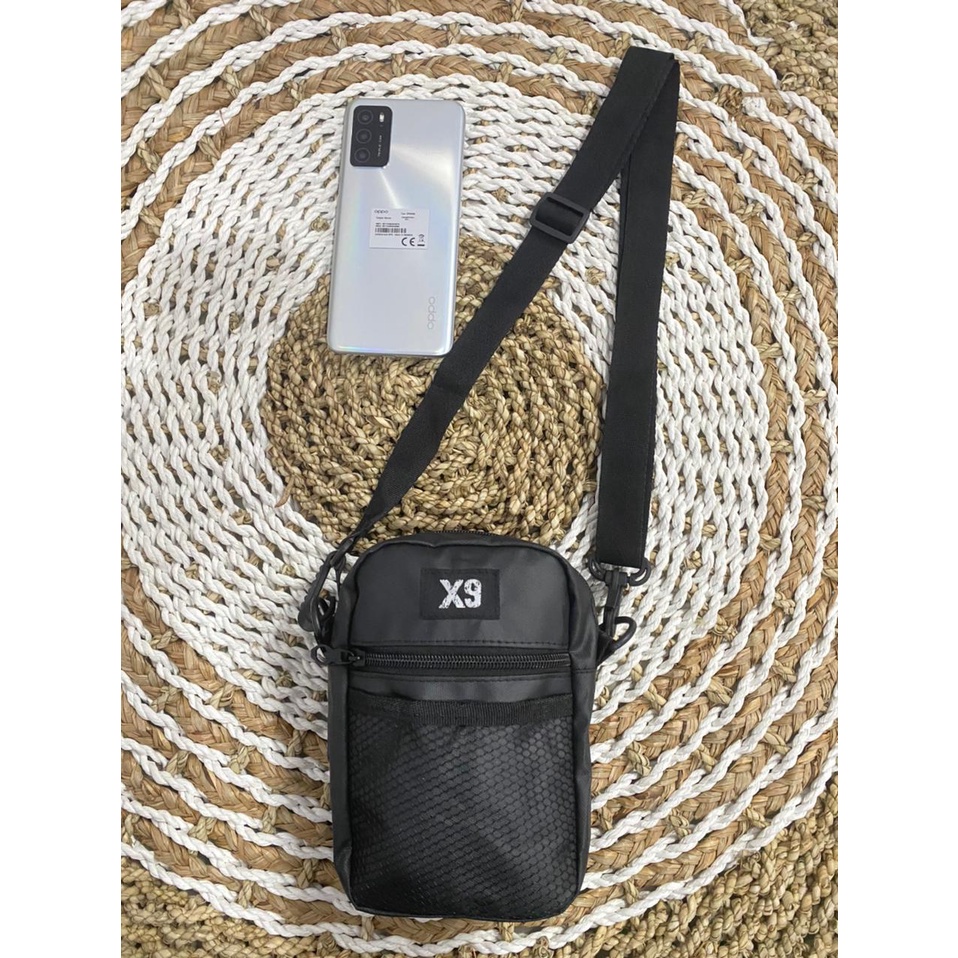 Tas Selempang Pria Anti Air Kasual Polos Hitam Slempang Cowok Keren Slingbag X9 bisa COD