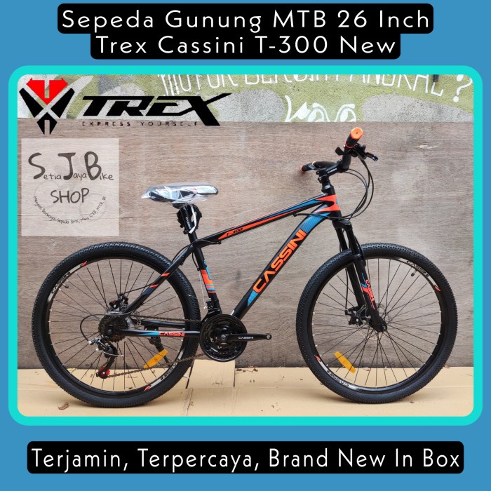 KHUSUS GOJEK/GRAB Sepeda Gunung MTB 26 Inch TREX CASSINI T300 New - Black Orange