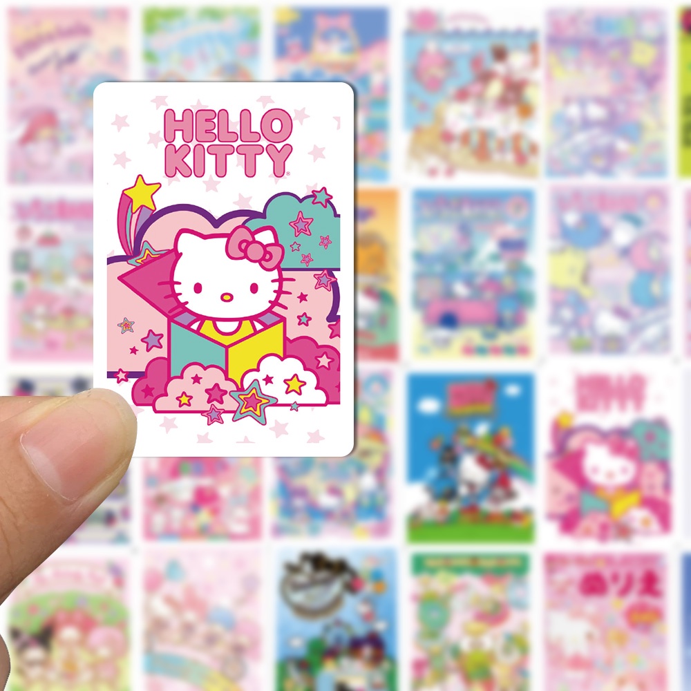 62pcs Stiker poster Motif Kartun Sanrio Anti Air Untuk Dekorasi laptop / laptop / Gelas Air