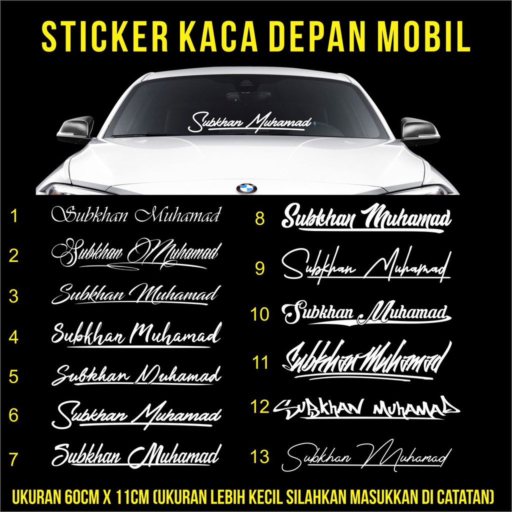 STICKER KACA DEPAN MOBIL CUSTOM