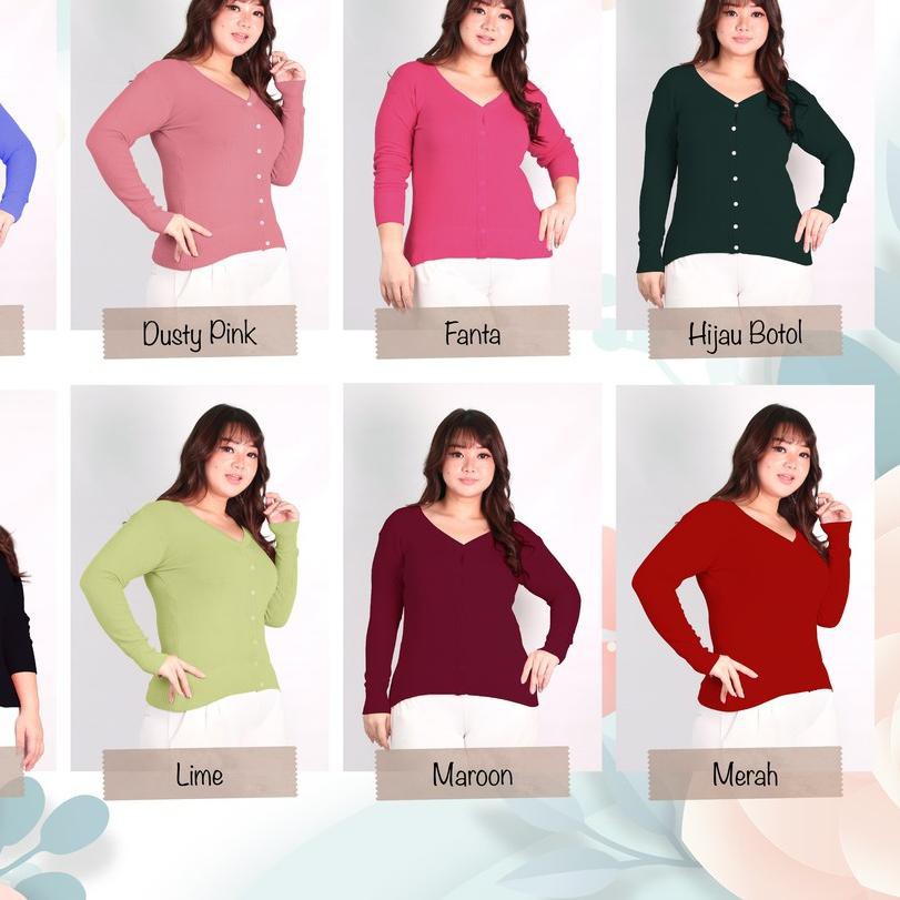 ✪ Cardigan Basic 20 Warna Rajut Benang Spandek Kardigan Wanita XL Polos Lengan Panjang STAYL Big Siz