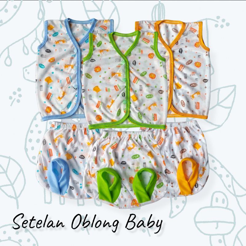 Setelan Baju Bayi Yukensi + Celana Pendek Putih Tabur Newborn