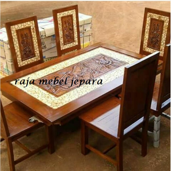 meja makan minimalis koin jati, mebel jepara