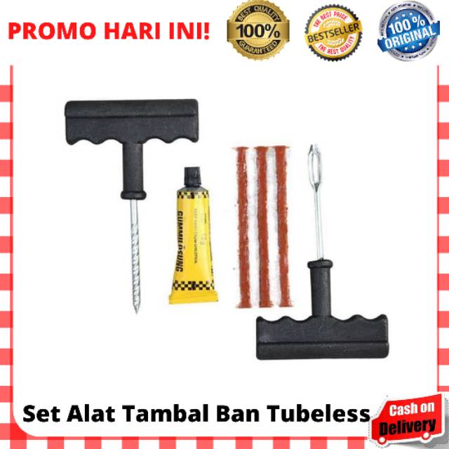 ALAT TAMBAL BAN TUBELESS 1 Set Tubles Ban Bocor Motor Mobil Tire Repair Kit Lengkap Tinggal Pakai