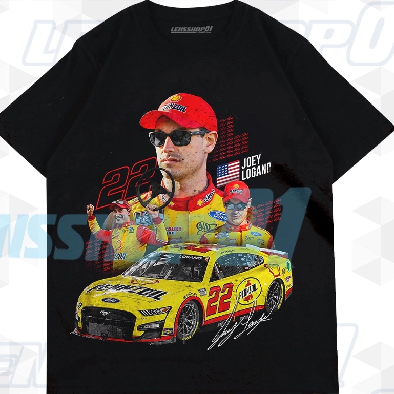 PREMIUM TSHIRT NASCAR JOEY LOGANO BLACK VINTAGE TEE BOOTLEG, KAOS NASCAR JOEY LOGANO PREMIUM