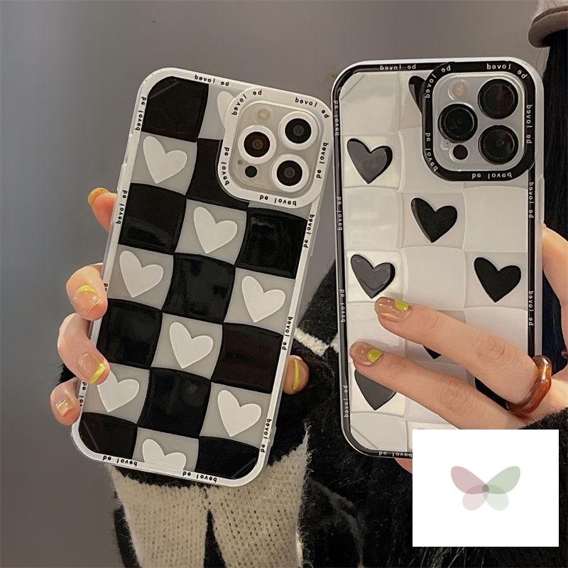 Case Motif Kotak-Kotak Hati Untuk iPhone 6 6S 6Plus 6S Plus iphone 7 8 7 plus 8 plus X XS XR xs max 